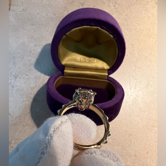 GUCCI Le Marches Des Merveilles 18K Yellow Gold, Jade And Diamond Ring - Picture 10 of 15